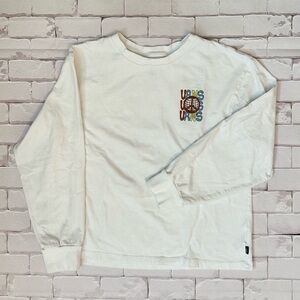 Vans White Long Sleeve Tee with Multicolor Logo